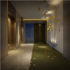 背景墙时尚创意暗色调酒店走廊装修效果图