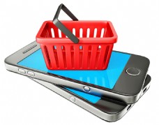 智能手机和购物篮免抠png透明素材