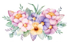 抠图专用卡通花卉透明装饰图案
