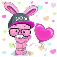 粉色卡通兔子矢量素材