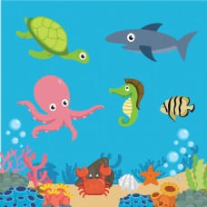 动物创意创意海底世界动植物矢量素材
