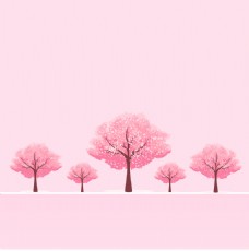 唯美粉红色的樱桃树矢量背景