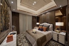 装修花纹现代时尚卧室浅褐色花纹地毯室内装修效果图