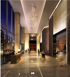背景墙现代时尚豪华酒店走廊装修效果图