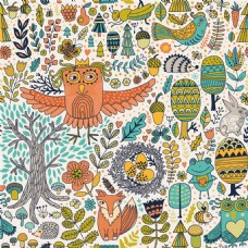 插画风格手绘动植物壁纸图案装饰设计