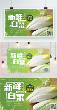 绿色蔬菜新鲜白菜绿色清新美食海报