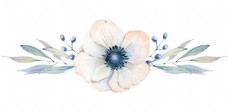 花叶手绘叠裂银莲花透明装饰图案
