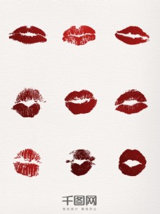 嘴唇素材红色唇印元素装饰图案