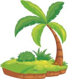 绿树卡通绿色椰子树png元素素材