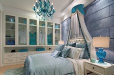 现代时尚卧室宝蓝色花瓶室内装修效果图