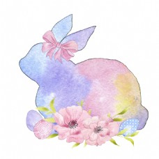 手绘兔子透明装饰图案背景图