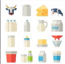 多款扁平化牛奶包装图标