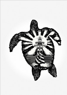 海龟灯塔矢量图下载