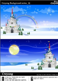 圣诞风景圣诞节城堡雪景风景素材