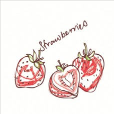 手绘线描草莓矢量图下载