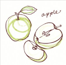 女童印花手绘线描苹果矢量图下载