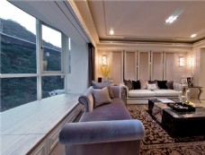 欧式客厅灰色沙发效果图