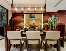 东南亚风情客厅蓝色镂空隔断室内装修效果图