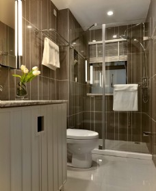 现代时尚浴室褐色背景墙室内装修效果图