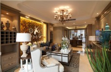 现代时尚奢华客厅白色家具室内装修效果图