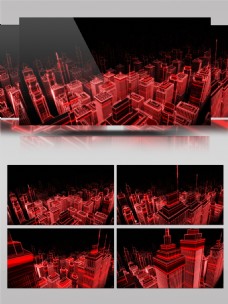 红色线条城市模型视频素材