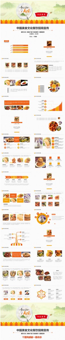 中文模板中国美食文化餐饮招商宣传商业计划PPT模板免费下载