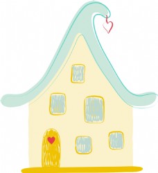 抠图专用儿童绘画房屋png透明素材