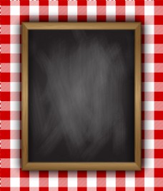 矢量红格子桌布黑板立体背景