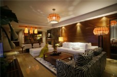 现代室内现代时尚客厅白色花纹地毯室内装修效果图