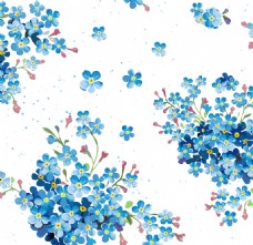 蓝色花手绘小碎花元素