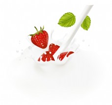 手绘草莓牛奶元素