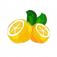 手绘桔子柠檬元素