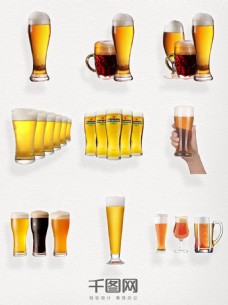 多个啤酒杯实物元素图案