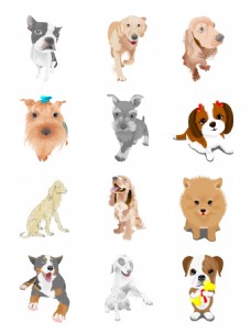 宠物狗狗年2018卡通手绘图案可爱设计