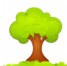 绿背景卡通树