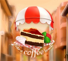 美味巧克力蛋糕下午茶插画
