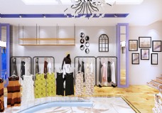 室内设计工装女装卖场店铺3D效果图简约
