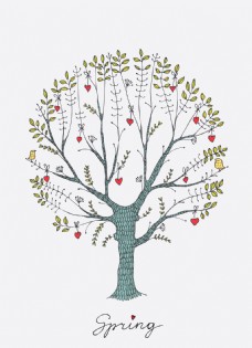 装饰素材现代简约抽象爱情树装饰画素材北欧风格