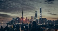 上江上海夜景黄浦江城市高楼