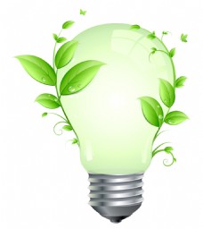 绿树创意绿色节能灯泡矢量素材