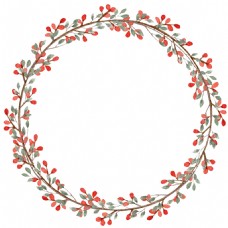 红色花卉花环透明装饰素材