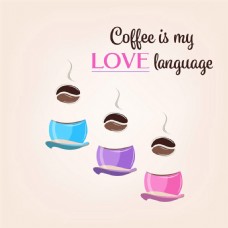 彩色咖啡杯咖啡豆标志图片