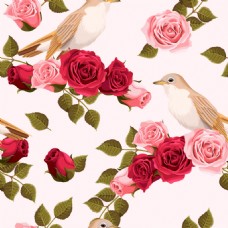 唯美背景唯美玫瑰花和小鸟背景