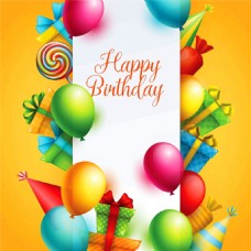 生日礼物彩色礼物盒和生日气球图片