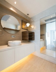 浴室镜现代时尚浴室圆形镜子室内装修效果图