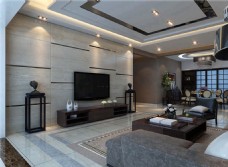现代时尚客厅灰色花纹沙发室内装修效果图