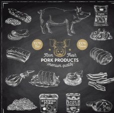 促销广告手绘猪肉