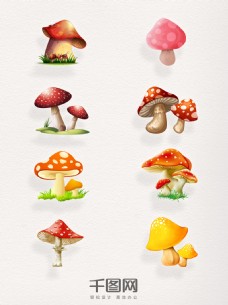 设计组一组卡通蘑菇设计素材