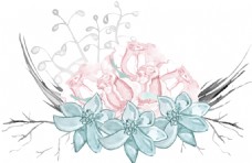 抠图专用手绘描绘花卉png透明素材
