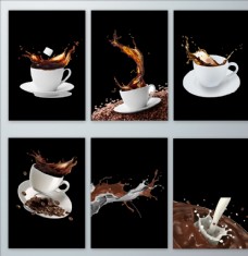 咖啡杯咖啡飞溅效果素材